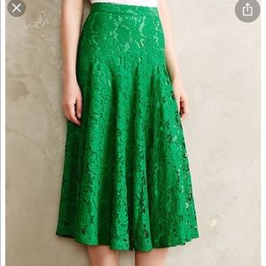 Grass-Lace Midi Skirt